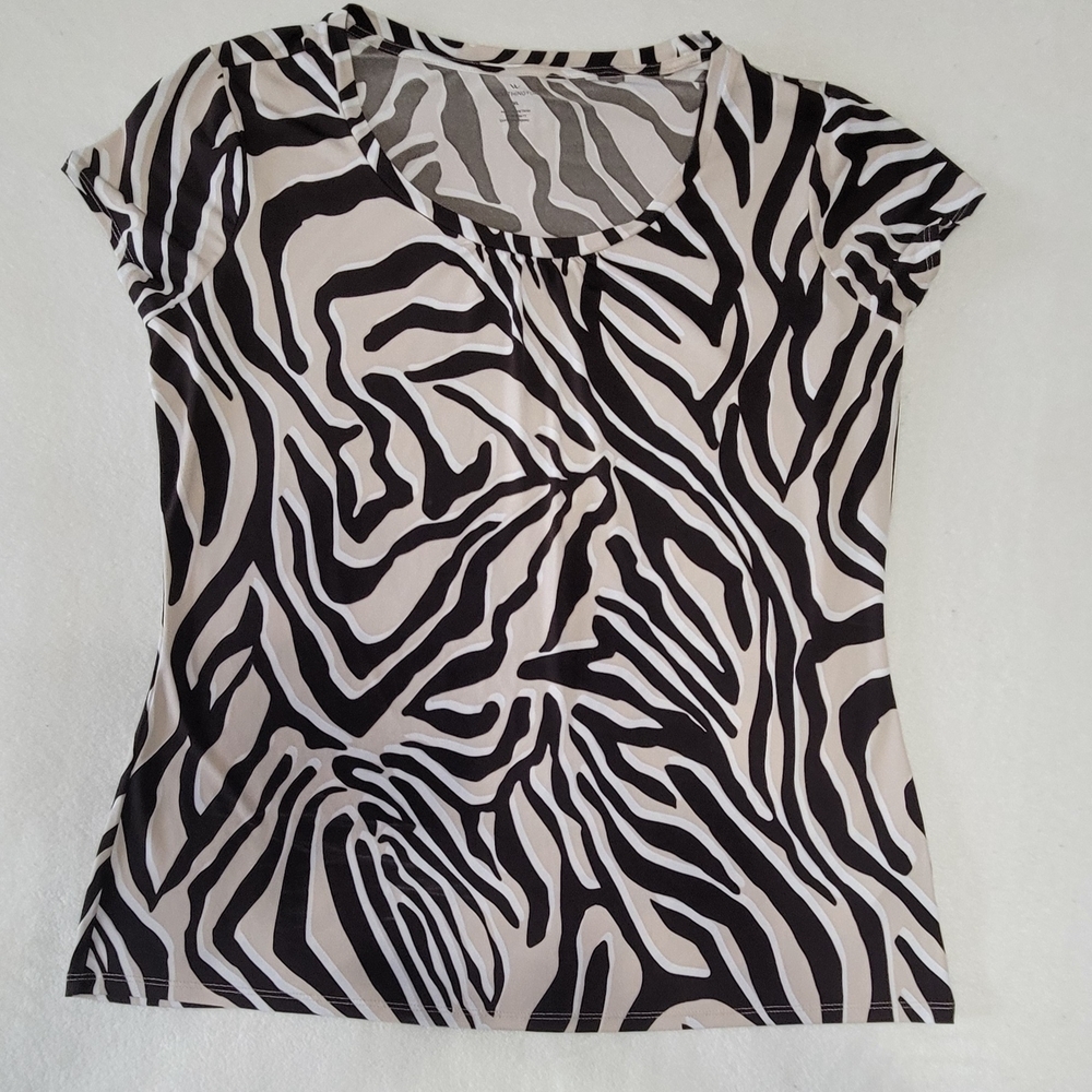 Worthington Zebra Print Short Sleeve Top